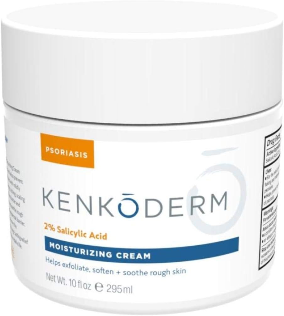 Kenkoderm Psoriasis krem - Naturlig moisturizing Ansikt & Kropp Lotion med 2 prosent salicylsyre - Renewing Topical Formula for tørr og sensitive hud, Fragrance & Farge Gratis, 10 oz., 1 Jar