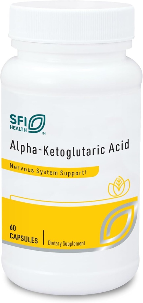 Klaire Labs SFI Health Acid alfa- Ketoglutaric - Energie şi suport metabolic - 300 mg AKG în capsule hipoalergice, vegetariene, lactate şi gluten-free (60 capsule)
