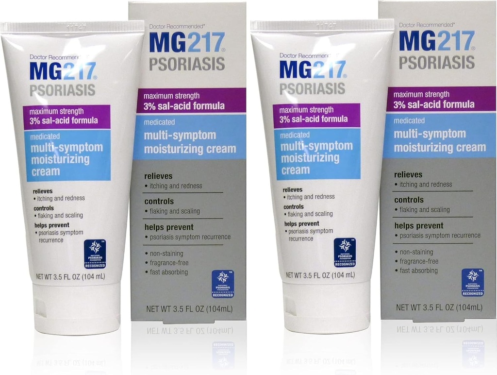 MG217 Medikované hydratační psoriáza krém s 3% Salicylic acid, Multi- Symptom, Fragrance Free, 3.5 Fl Oz, (5604) (Balení po 2)