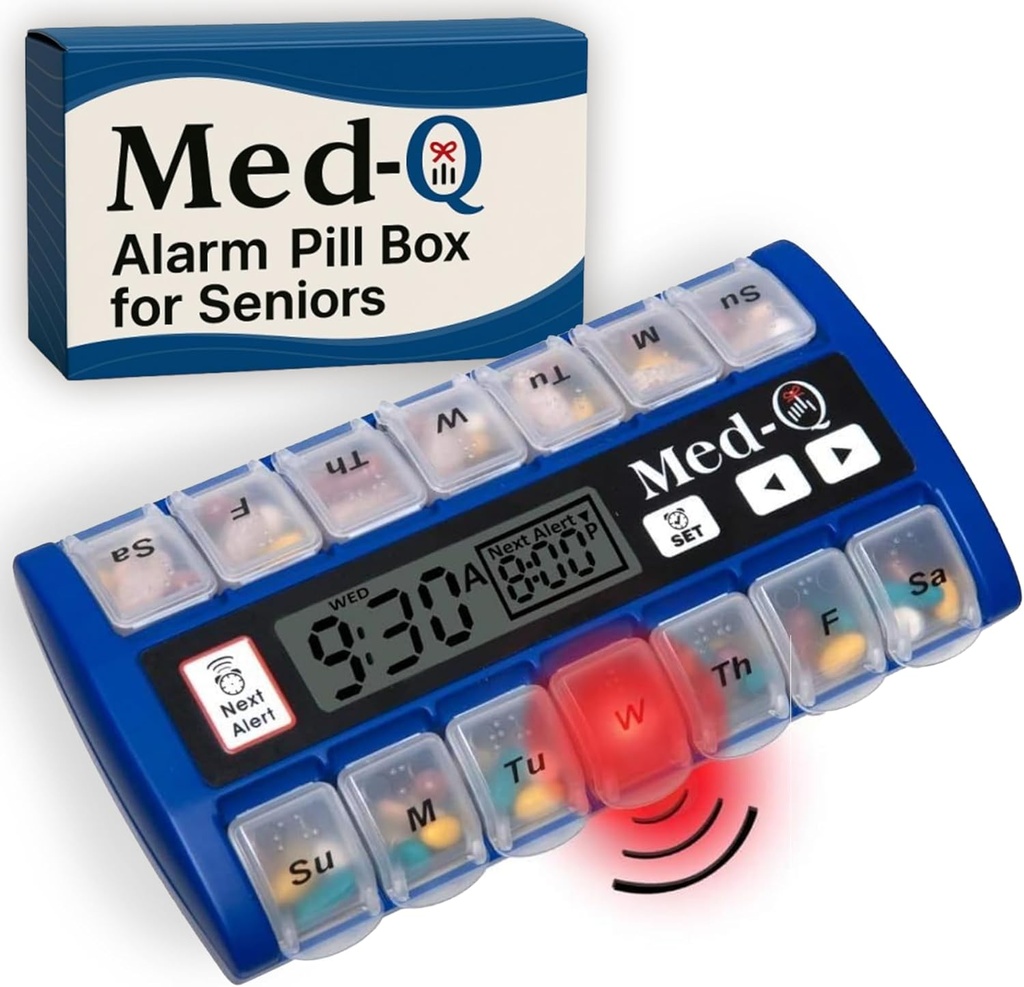 Digital Pill Box z alarmami - Pill Organizer z błyszczącymi światłami i piszczałkami - Miesięczny dispenser pill dla seniorów, Demencja, Alzheimer, Medication & Zarządzanie witaminą