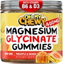 Mərkəzi-Filled mühit Glycinate Gummies 400MG - Uşaqlar, Uşaqlar və Yetişkinler üçün yüksək emal - B6 və D3 ilə Calm & Muscleation - Gluten Pulsuz və Vegan Dostu - 60 Count