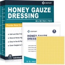 דבש Gauze Wound Dressing, 4 " x 4" Manuka Honey Wound Care, כיתה רפואית דבש Bandages for Wound Care, Honey Patch for Faster Healing from Burns, Abrasions, Cuts and Scalds (Pack of 10)