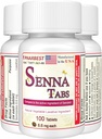 Senna Tablets 100 Ct. . Natural Vegetable Laxative [Made in USA] , Laxatives for Constipation, Colon Cleanser, Detox Cleanse, Constipation Relief for Adults Kids 8.6mg, Stool Softener Plus (1 Bottle)
