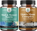 Bundle of Advanced Nootropics Brain Support Supplement met Memory & Focus Vitaminen en Advanced Lion's Mane Mushroom Supplement met Reishi, Chaga, Maitake & Shiitake voor geheugenondersteuning & Focus
