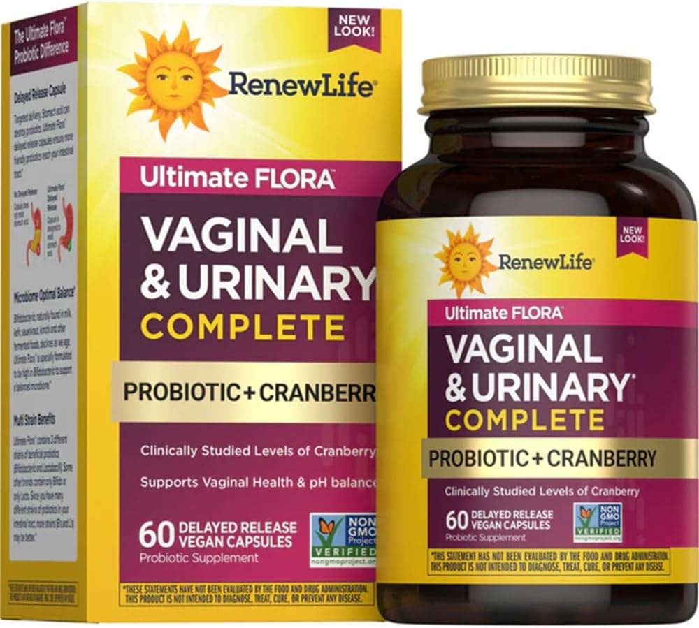Renovació de la Dona Life Vaginal i Urinary Probiotic i Cranberbera suplementaris, Probiotic suplementari per a Dones, salut prodigal, Dairy, Soy i Guten-Free, 3. 5 milions de dòlars CFU 60 Ct