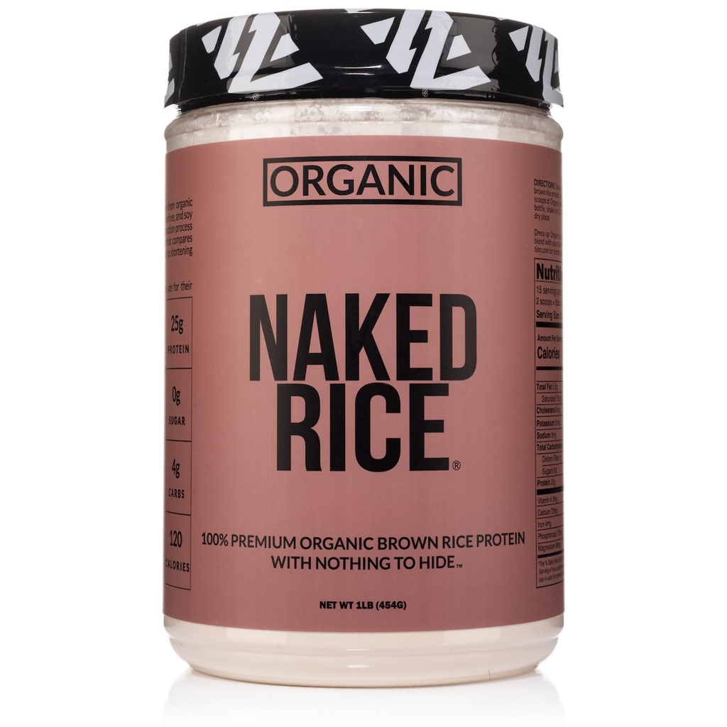 NAKED Rice 1Lb - Organic Brown Rice Protein Powder - Vegan Protein Powder, GMO Free, Gluten Free & Soy Free. Plant-Based Protein, No Artificial Ingredients - 15 Servings