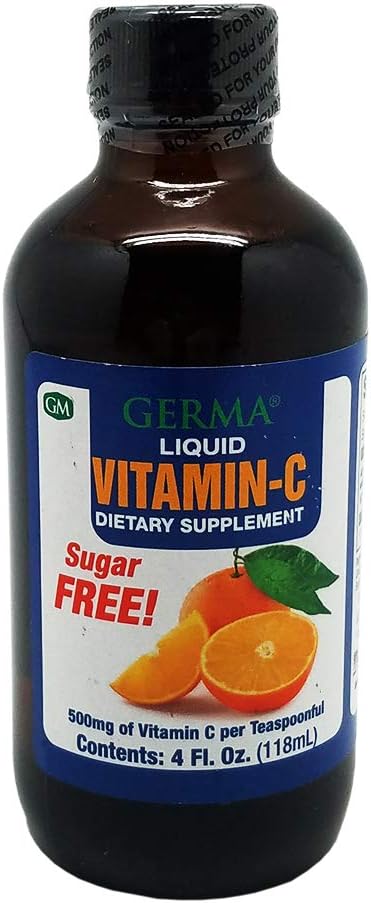 Germa Sugar-Free Liquid Vitamin C. 500 mg. Fast Absorption Nahrungsergänzungsmittel. Immunsystem Booster. 4 oz / 118ml