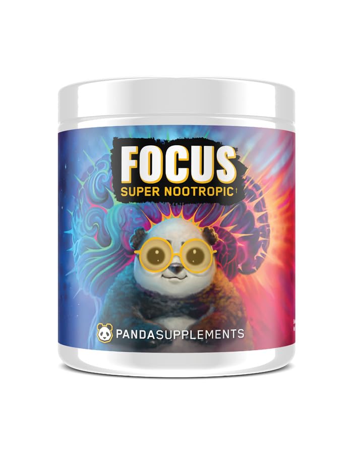Underground Bio Labs Panda Supps Focus Super Nootropic 3.0, Energy, Clarity, Mood,Creativity,Vision, 300MG Alpha GPC,1.5G L-Tyrosine, Lions Mane, AstraGin™ (30 Servings) (Peach Mango 3.0)