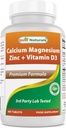 Melhores naturais Zinco de magnésio de cálcio com vitamina D3, 300 comprimidos - cálcio 1000 mg, magnésio 400 mg, zinco 25 mg e D3 600 UI por serviço (3 comprimidos)