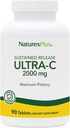 Natures Plus Ultra C W/Rose HIPS, Sustained Released - 2000 mg, 90 Vegetarische tabletten - Maximale potentie Immune Support, Antioxidant - Free-Radical Defense - Gluten-Free - 90 porties