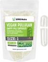 XPRS Nutra Size 1 Pullulan Empty Capsules - 100 Count Clean Label Plantcaps Clear Empty Vegan Capsules - Premium Vegetarian Pills - Do-It-Yourself Vegetable Capsule Filling