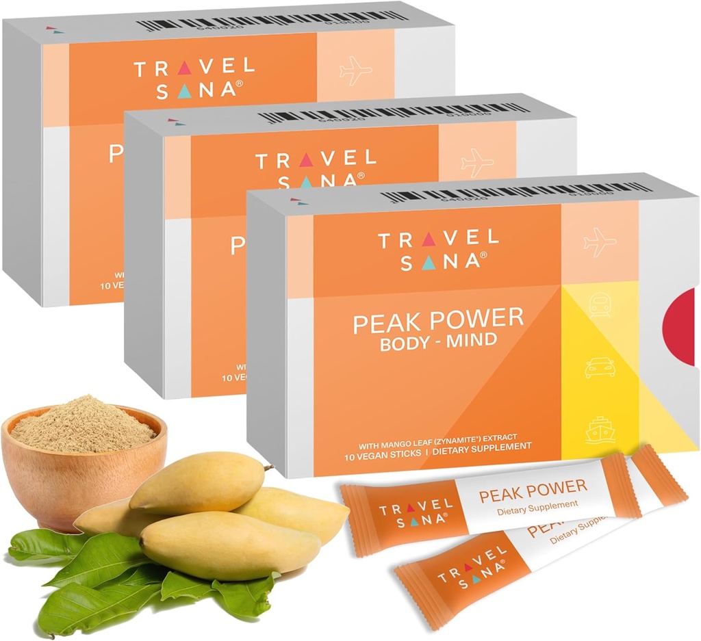 Mellorar o rendemento |Boosts Enerxía, Foco e Función Cognitiva |Caffeine-Free |Apoia a claridade mental e benestar |Mango Leaf Extract (Zynamite) |Fast-Acting |10 Sticks (Pack of 3)