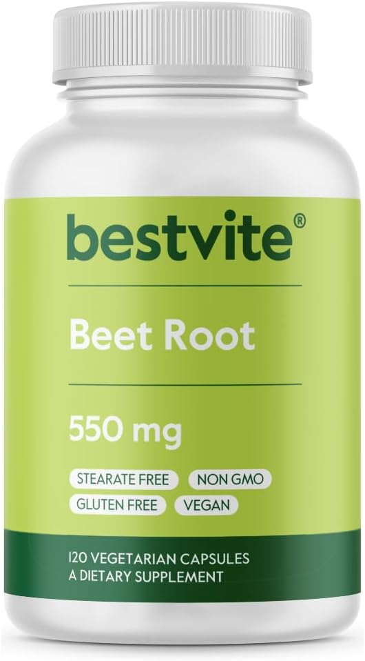 Beet Root 550mg por cápsula (120 cápsulas vexetarianas) - Sen Stearates - Non Maltodextrin - Sen recheos - Vegan - Non-GMO - Gluten Free