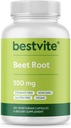 Beet Root 550 מ"ג לקפסולה (120 קפסולות צמחוניות) - No Stearates - No Maltodextrin - No Fillers - טבעוני - Non-GMO - Gluten Free Gluten