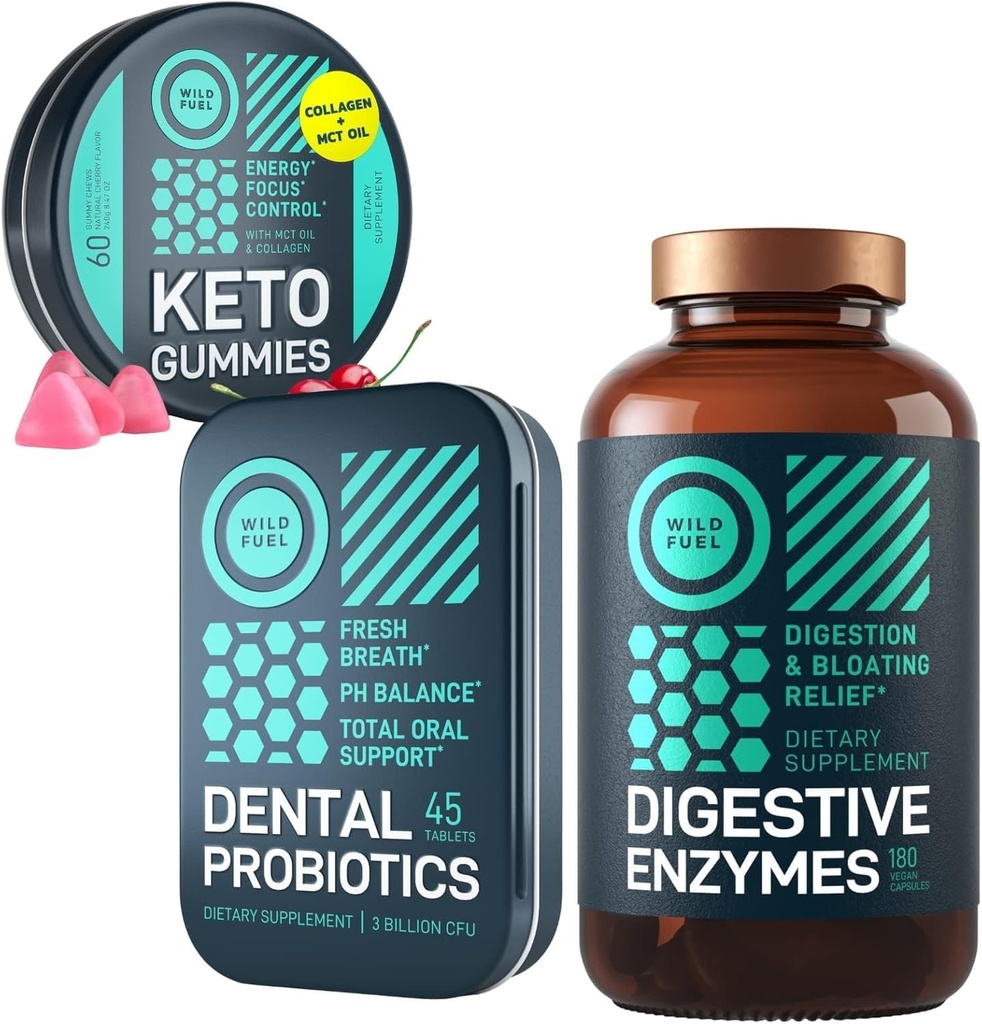 WILD FUEL Produksi Dental, Keto Gummies dengan MCT Oil dan Enzymes Digeptical Bundle