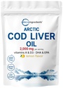 Cod Liver Oil 2,000mg Per Serving, 360 Softgels | Burpless Lemon Flavored – Rich in Omega 3, Vitamins A & D3, EPA, DHA | Wild Caught Arctic Deep Sea Fish | Heart, Brain, & Immune Supplement