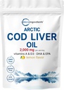 Cod Liver Oil 2,000mg Per Serving, 360 Softgels Budapest 124; Burless Lemon Flavored - bogaty w Omega 3, Witaminy A & D3, EPA, DHA Xi124; Wild Caught Arctic Deep Sea Fish 124; Serce, Mózg, & Suplement immunologiczny