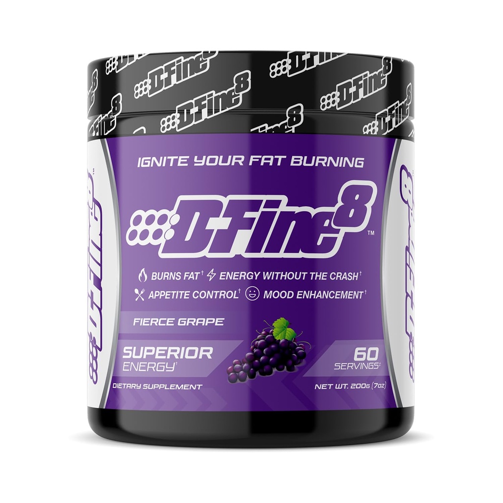 Thermogenic Pre-Workout Energy Powder & Shredding Supplement, Boost Energy Mood & Focus, Sugar Free, Contains Senactiv, Endurance, 300mg Caffeine, N-Acetyl-L-Tyrosine (Fierce Grape)