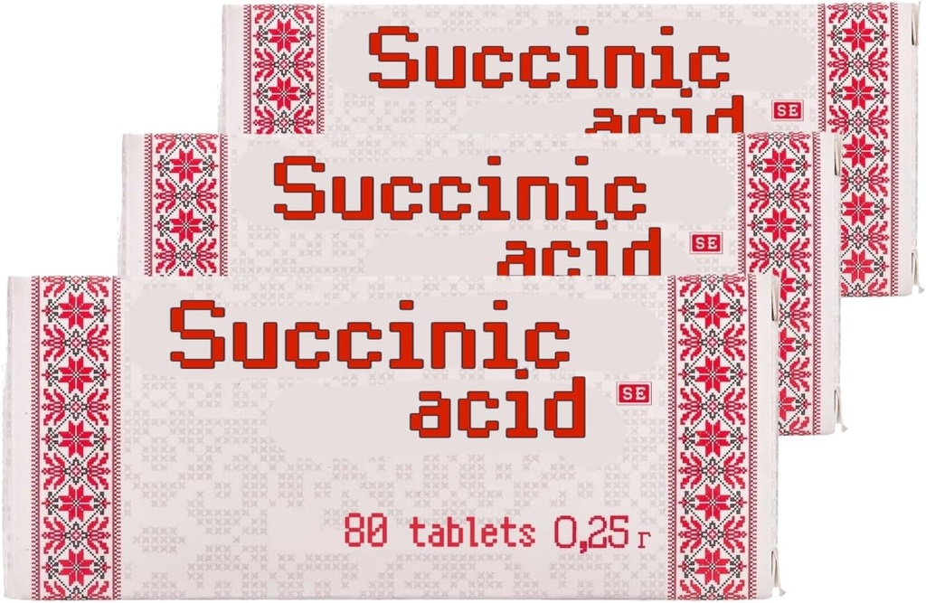 3 x Succinic Acid Amber Acid 80 Таблетки - Загальний 240 Таблетки