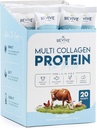 Multi Collagen Protein Powder Packets - Types I, II, III, V & X - Hydrolized Grass Fed Bovine, Wild Caught Fish, & Free- Range Chicken & Eggshell Collagen. Nem GMO, Halal, (10 g darabonként, 20 csomag)