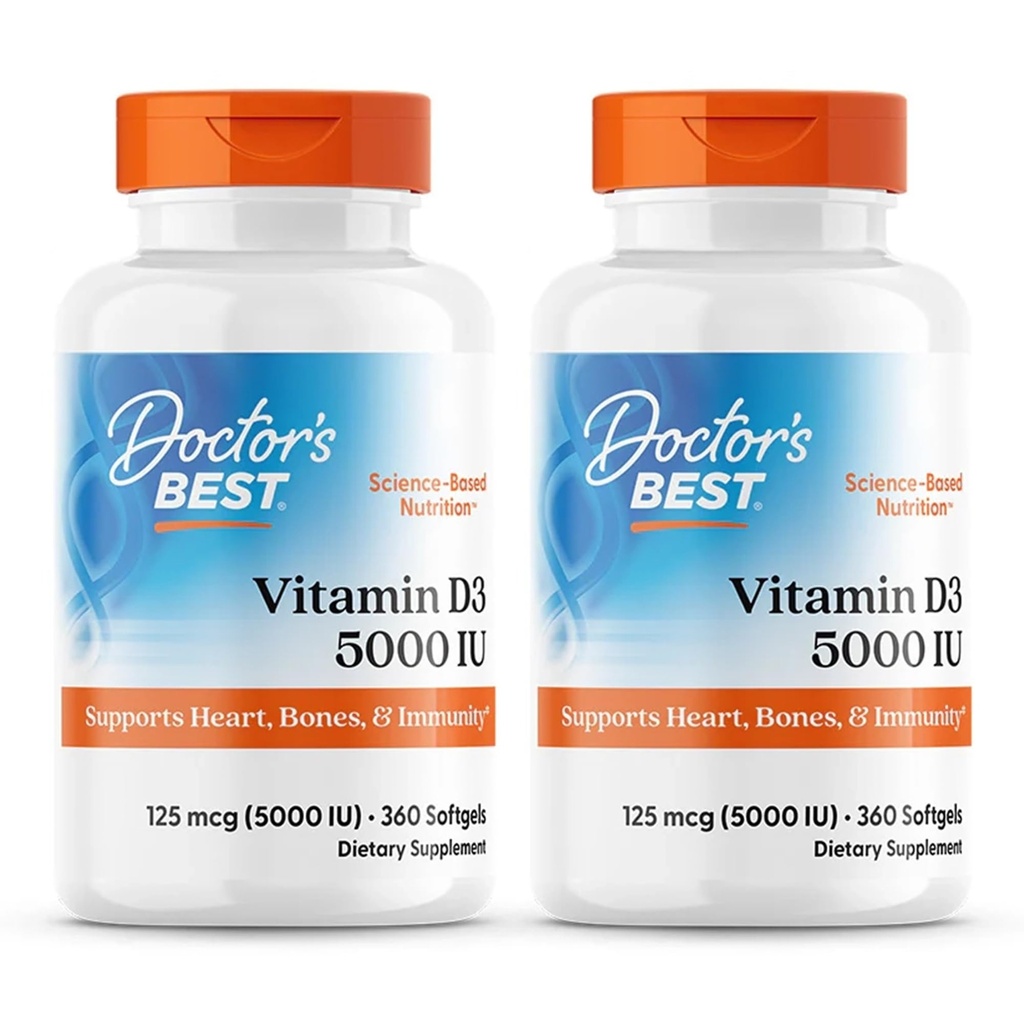 Doctor's Best, (2 Pack) Vitamin D3, 125 mcg (5000 IU), 360 Softgels