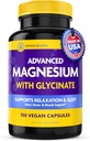 InnovixLabs Advanced Magnézium Capsules - 150 Ct, 210 mg - Chelated Glycinate and Malate - Magas abszorpció, Promotes Relaxation, Bones, Muscle Health, Vegan Malate Alváskiegészítés