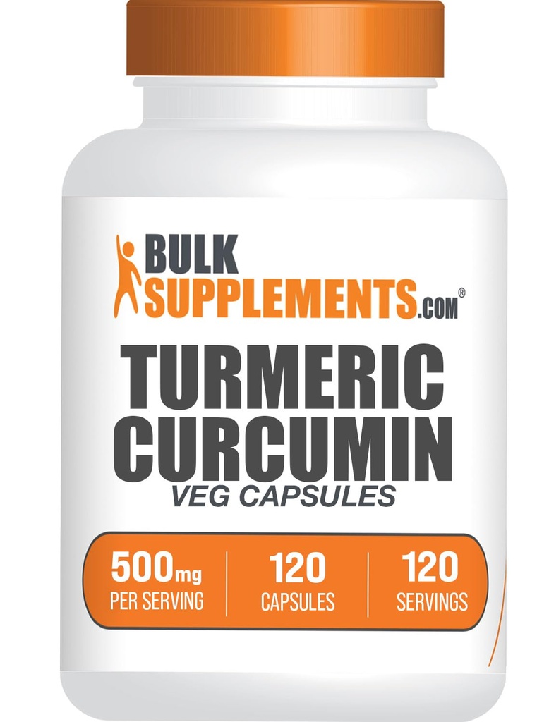 BulkSupplements.com Turmeric 500mg Extract Capsules - Curcumin Supplements, Turmeric Curcumin - Gluten Free,120 Veg Capsules (Pack of 1)