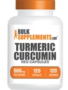 BulkSupplements.com Turmeric 500mg Extract Capsules - Curcumin Supplements, Turmeric Curcumin - Gluten Free,120 Veg Capsules (Pack of 1)