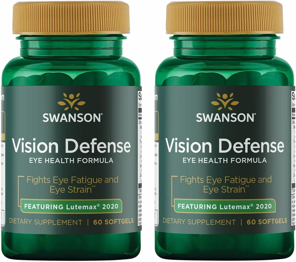 Swanson Vision Defense Antioxidant Vision Health Supplement Lutein Zeaxanthin Astaxanthin Brokolice Extract Bilberry Extract 60 Softgels Sgels (2 balení)