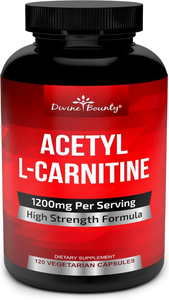 Divine Bounty Acetyl L-Carnitin Kapseln 1200mg pro Servieren - L Carnitine Supplement 120 Vegetarische Kapseln