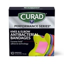 CURAD Performance Series Antibacterial Bandages, Elbows and Knees, 3" x 3", 10 Count