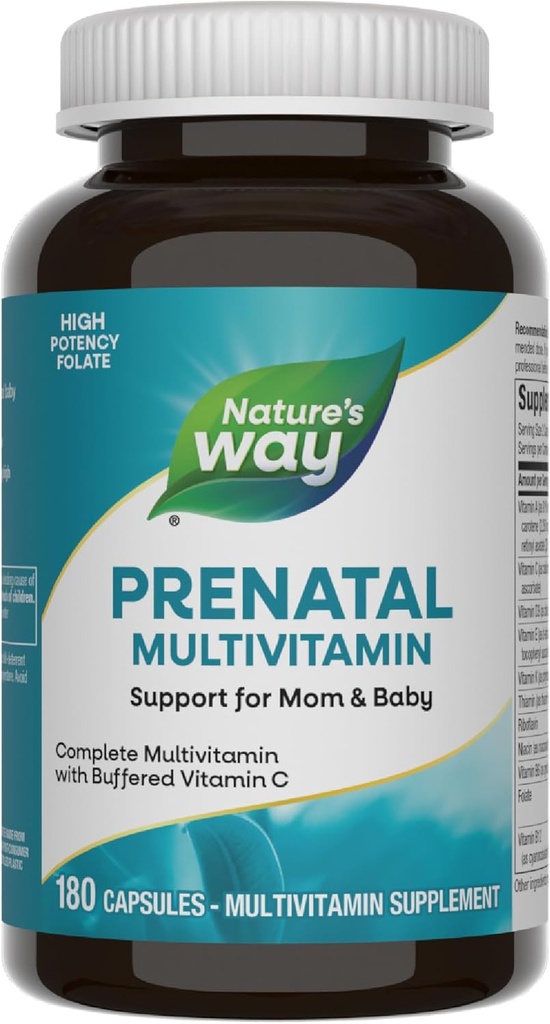 דרכו של הטבע Prenatal Multivitamin, עם folate for Healthy Brain and Spinal Development - 180 קפסולות