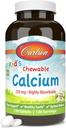 Carlson - Kid 's Chewable Calcium, 250 mg, Vysoce absorbovatelné, Podpora kostí a zubů, Optimální Wellness, Natural Vanilla Flavor, 120 Tablet