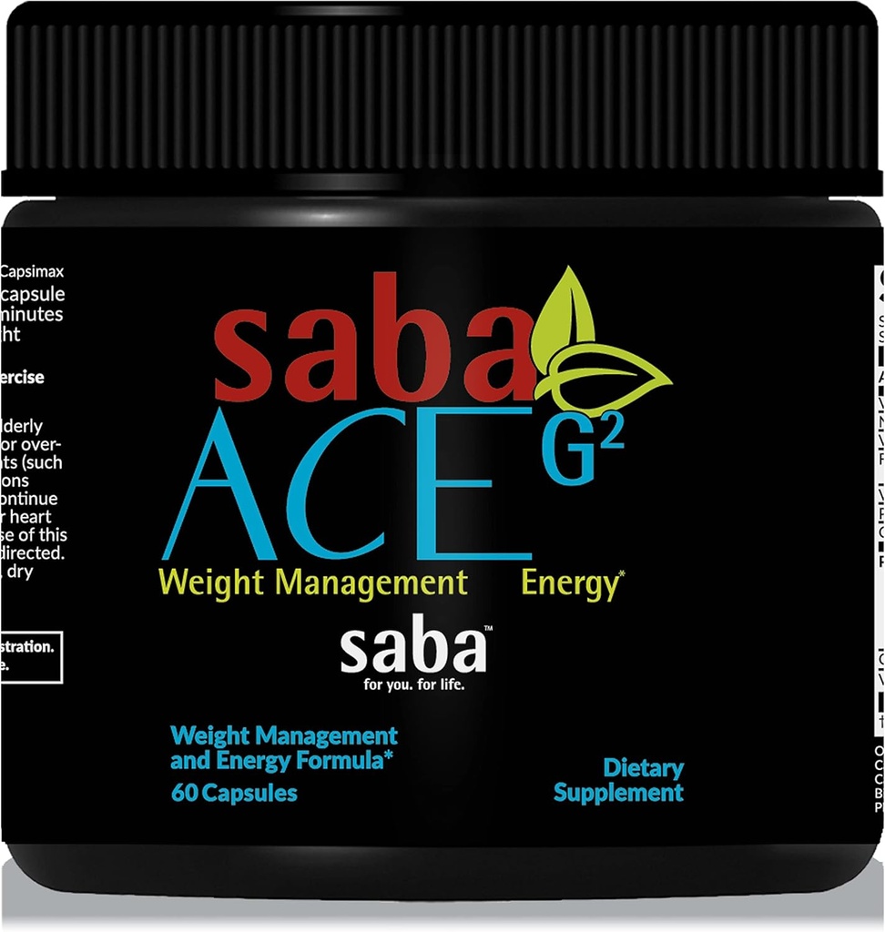 Saba ACE G2- Termogeninis energijos deginimas, PreWorkout, Metabolizmas, Focus, Koncentracija, su Capsimax, CarnoSyn, BioPerine, Green Arbatos lapų ekstraktas, vyrams ir moterims -60 kapsulių