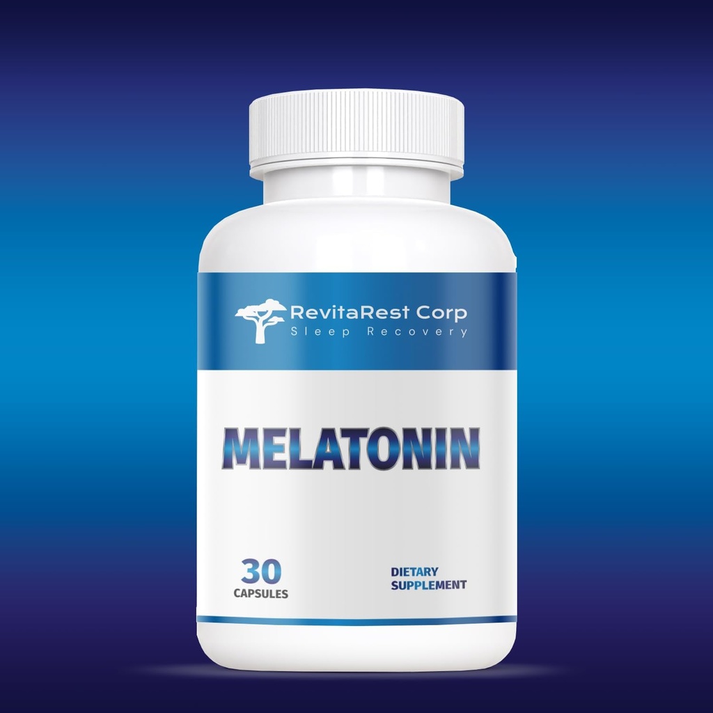 Generic RevitaRest Corp. Melatonin Blue 10mg, 30 Capsules.