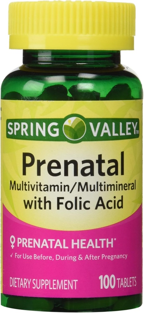 Spring Valley - Prenatal, Multivitamin, Multimineral, 100 tablet w. Kyselina listová