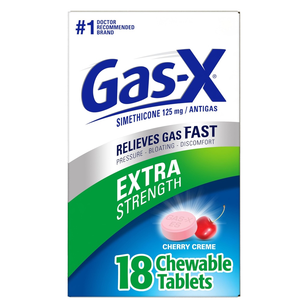 Gas-X Extra Strength Chewable Gas Relief Tablets with Simethicone 125 mg, Cherry - 18 Count