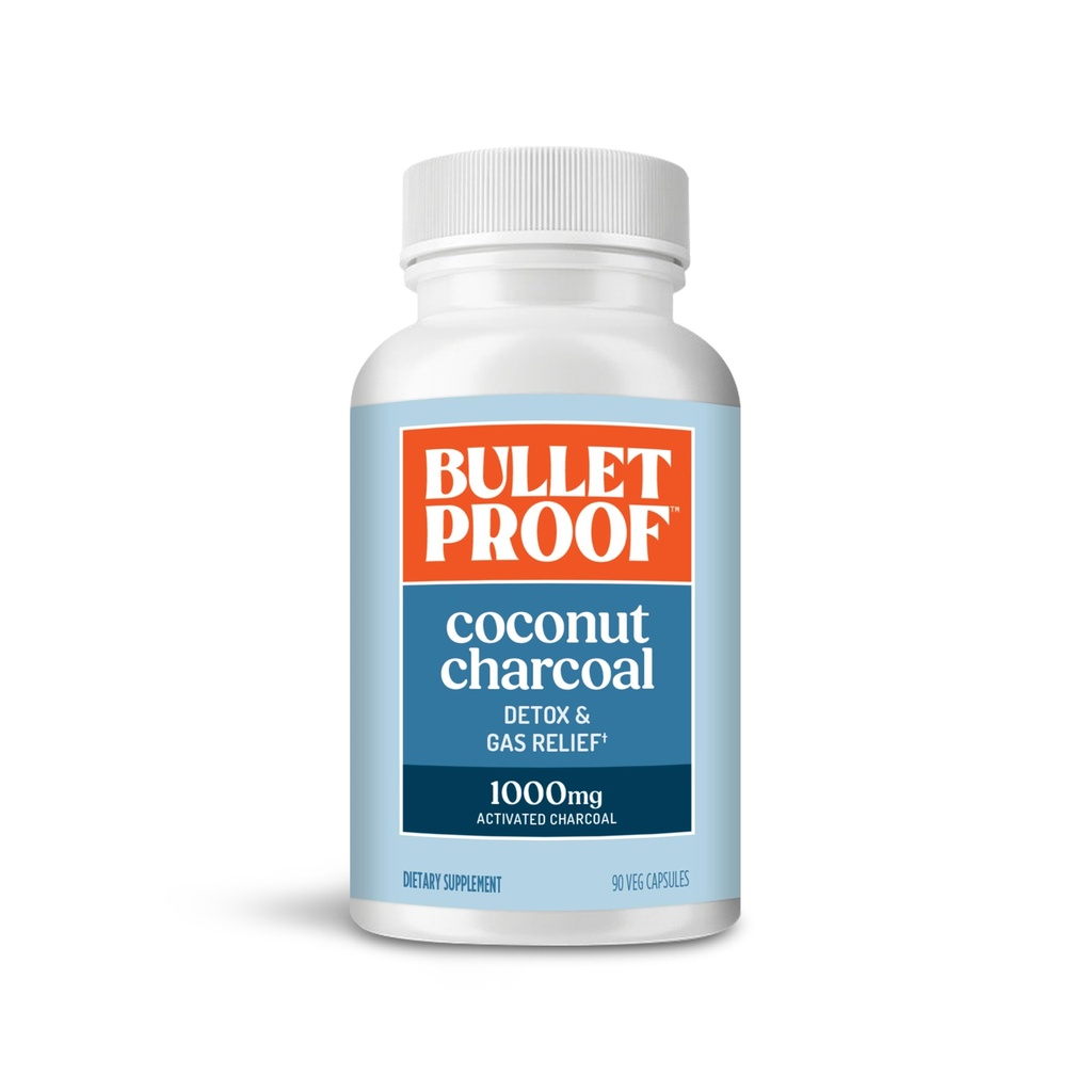 Bulletproof Coconut Charcoal Detox and Gas Relief Capsules, 90 Count, Sourced from 100% Coconut Shells, Activated Charcoal for Bloating Support