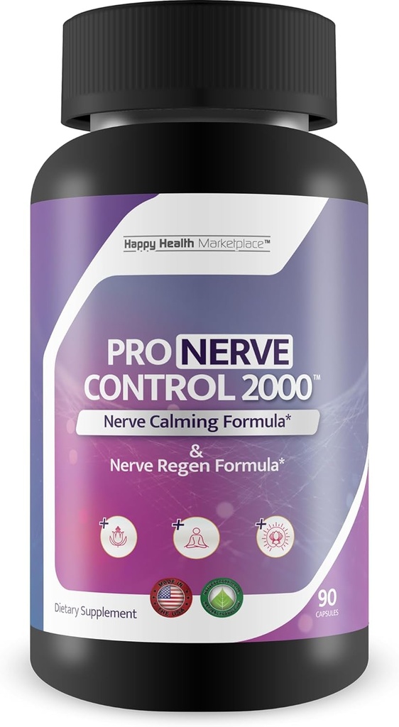 Pro Nerve Control 2000 - Nerve Support Supplement - Främja hälsosam nervkontroll och nervfunktion med Nerve Support Vitaminer & Antioxidanter - Nerve Pain Supplements för Nerve Health Support