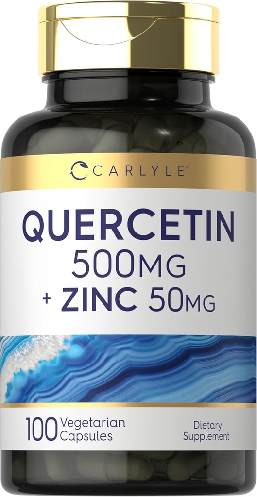 Carlyle Quercetin 500mmg Capsules eka amb 50mmg Zinc 100 Countudent-GO i Guten Free suplementari