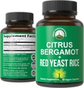 Citrus Bergamot + Red Yeast Rice עוצמה גבוהה 10:1 ברגמוט לחלץ. No Gluten, Zero Sugar, טבעוני קפסולות