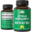 Peak Performance Citrus Bergamot + Red Yeast Rice. 2-in-1 Supplement. High Strength 10:1 Bergamot Extract. No Gluten, Zero Sugar, Vegan Capsules