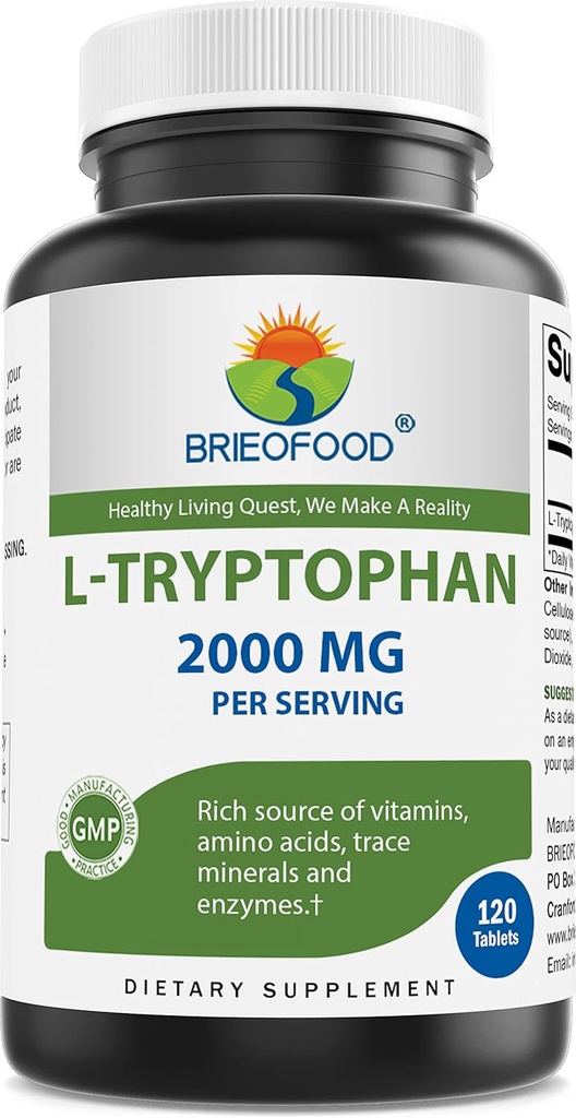Brio Food L-Tripptophan per servation - 120 Tables - สนับสนุน Posiview Muard & relaction