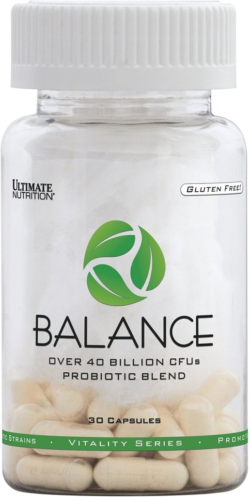 Ultimate Nutrition Balance Probiotic för kvinnor och män - 40 miljarder CFU 9 Stammar, 30 Veggie Capsules, främjar antioxidantaktivitet, Gluten Free, Non-GMO, 30 Day Supply