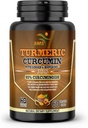 Kurkuma Curcumin met gember, BioPerine Black Pepper, 95% Curcuminoïden, Natural Joint & Healthly Inflammatory Support, Antioxidant Tumeric Supplement, 60 Veggie Capsules, Made in USA, per SMS