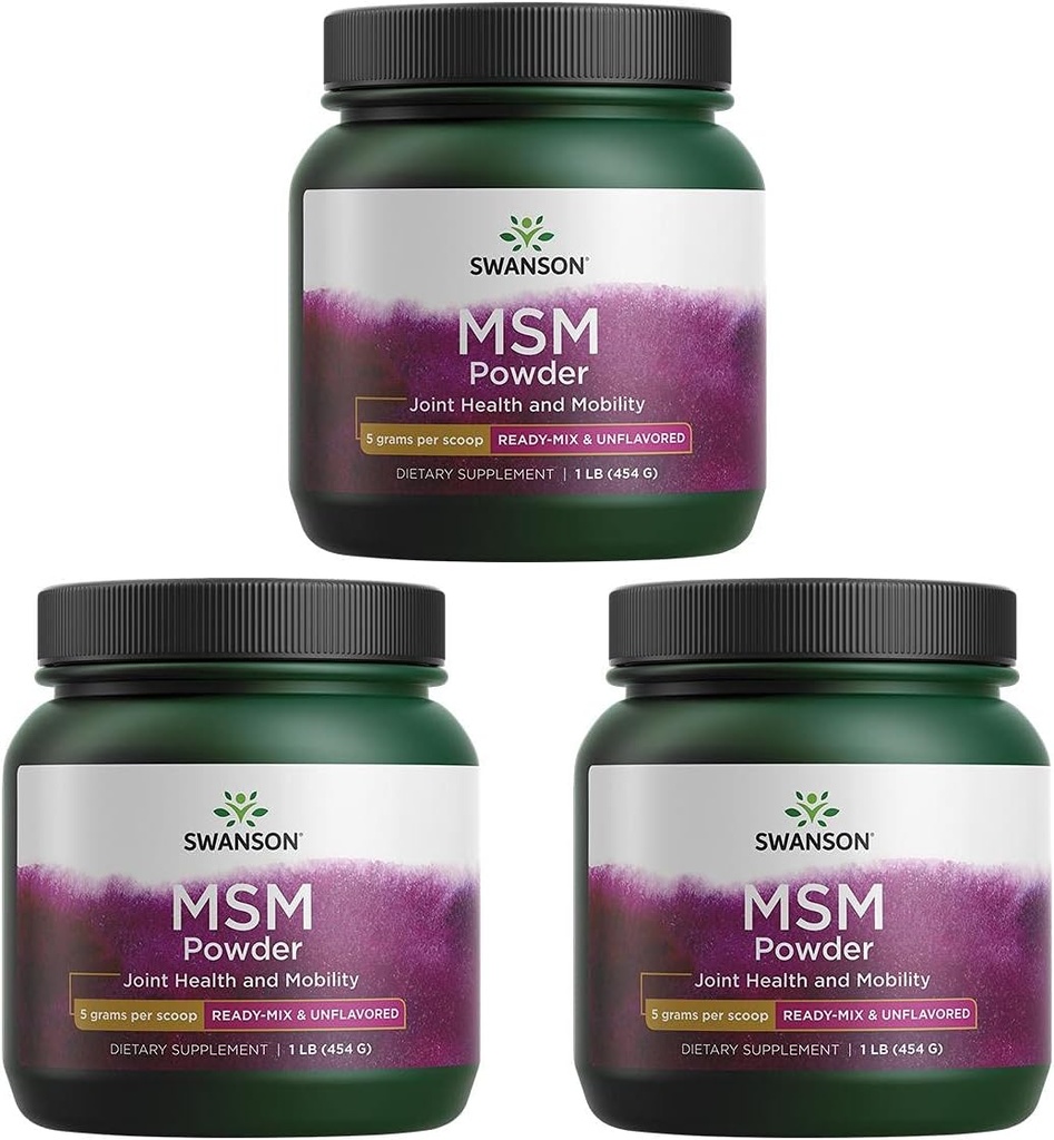 Swanson Premium Brand Msm Powder - Ready-Mix & Unflavored 1 lb Pwdr 3 Pack