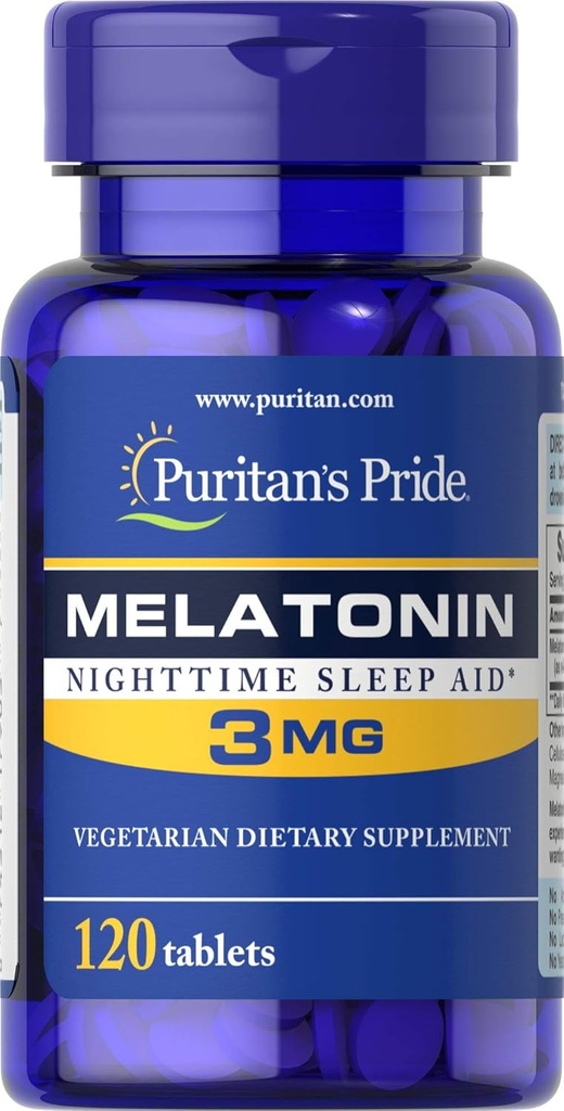 Puritans Pride Melatonin 3 Mg tabletes, 120 Skaits