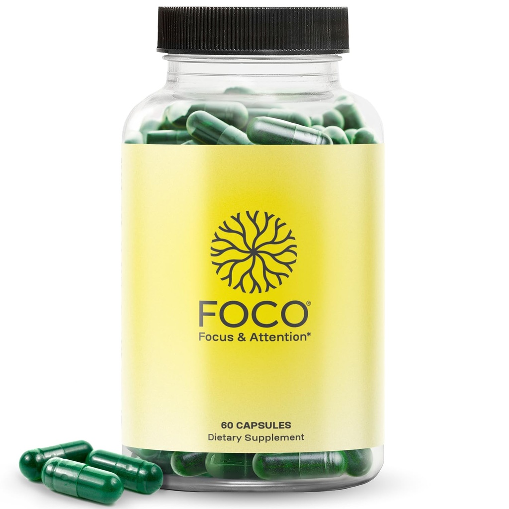 Think FOCO Capsules (13+) Natural Focus Supplement for Teens & Adults - Brain Nootropic for Concentration, Memory, Mental Clarity, Cognitive Enhancement Vitamins - Attention Supplements - Pack of 2