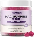 6 i 1 NAC Gummies, Chewable N Acetyl Cysteine 1000mg Supplement for barn og voksne, med ALA, sink, vitamin C & E, selen, støtte antioksidant og immunsystem, blåbærflavor, sukkerfri, 60 Ct