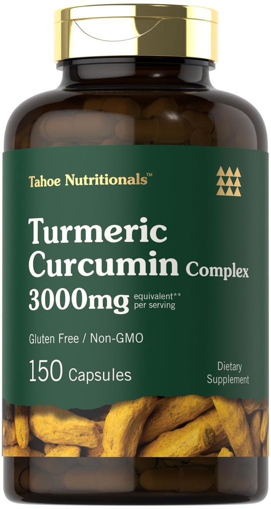 Tahoe Nutritionals Turmeric Curcumin | 150 Capsules | 95% Curcuminoids with Black Pepper | Non-GMO, Gluten Free Supplement